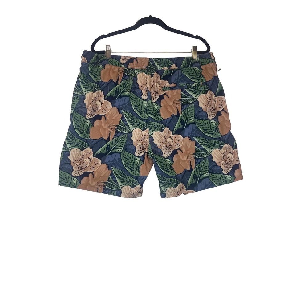 GOODFELLOW MENS SWIM TRUNKS SZ XL FLOWERS ZIP - POCKET SOFT EUC! - Picture 2 of 8